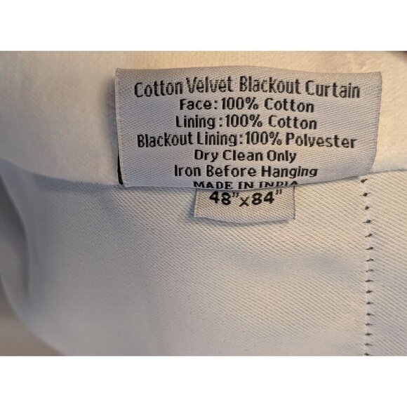 Quince Cotton Velvet Room Darkening Curtain Color White Size 48x84 -NEW- - Picture 4 of 6